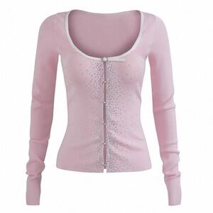 Starry Rhinestone Baby Pink Cardigan